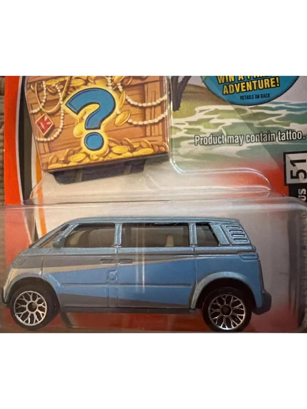 Matchbox Treasure Hunt Volkswagen Crew Microbus Die-Cast Toy Car 51 Blue Collect